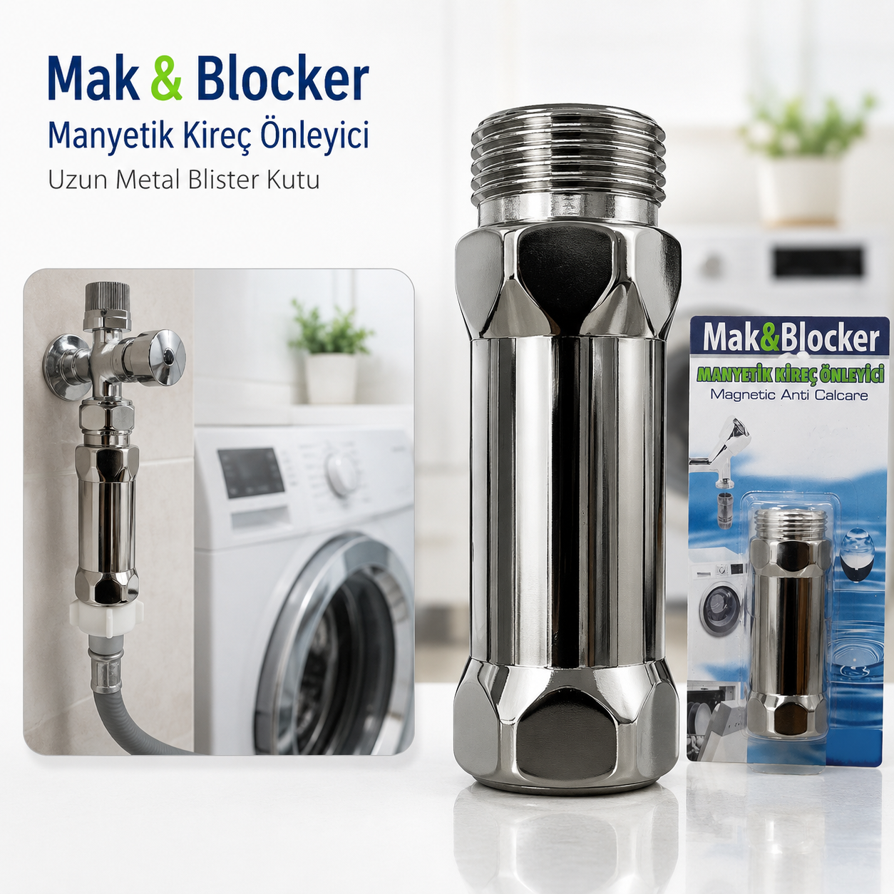 Mak & Blocker Manyetik Kireç Önleyici Uzun Metal Blister Kutu