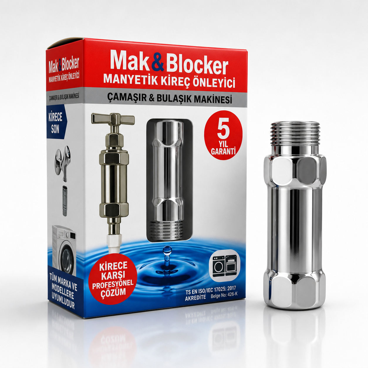 Mak & Blocker Manyetik Kireç Önleyici Uzun Metal Karton Kutu